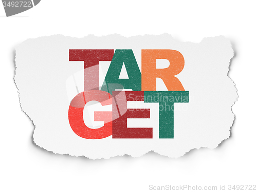 Image of Finance concept: Target on Torn Paper background