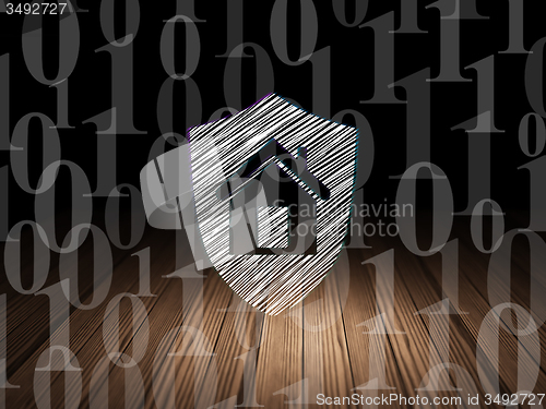 Image of Business concept: Shield in grunge dark room