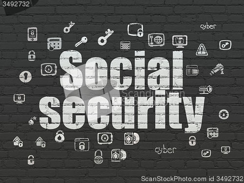 Image of Protection concept: Social Security on wall background