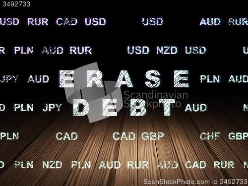 Image of Business concept: Erase Debt in grunge dark room