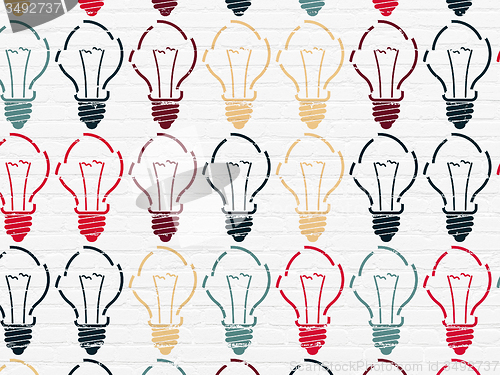 Image of Finance concept: Light Bulb icons on wall background