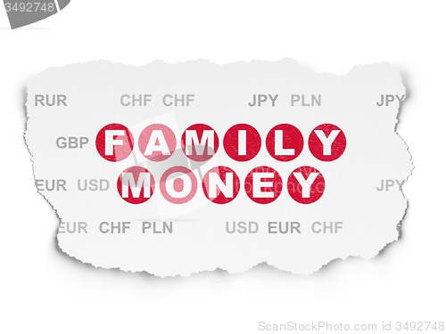 Image of Currency concept: Family Money on Torn Paper background