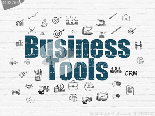 Image of Business concept: Business Tools on wall background