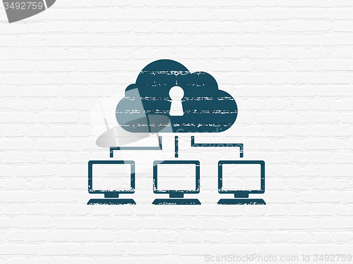 Image of Privacy concept: Cloud Network on wall background