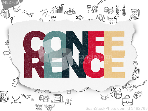 Image of Business concept: Conference on Torn Paper background