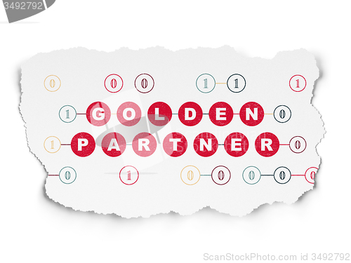 Image of Finance concept: Golden Partner on Torn Paper background