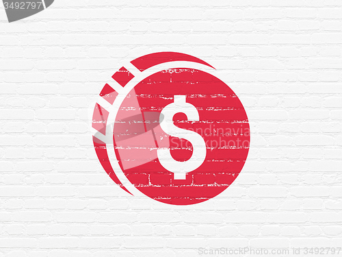 Image of Banking concept: Dollar Coin on wall background