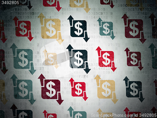 Image of Finance concept: Finance icons on Digital Paper background