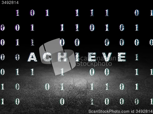 Image of Business concept: Achieve in grunge dark room