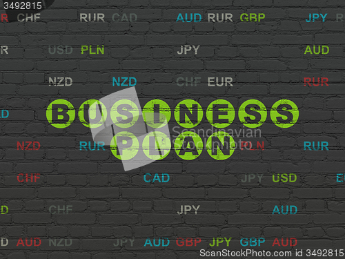 Image of Finance concept: Business Plan on wall background