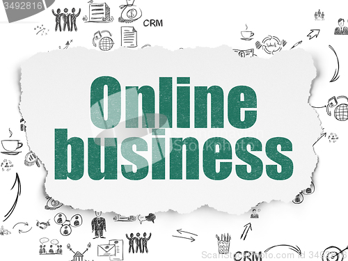 Image of Finance concept: Online Business on Torn Paper background