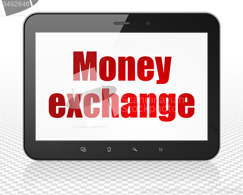Image of Money concept: Tablet Pc Computer with Money Exchange on display