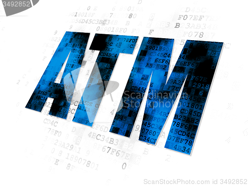 Image of Currency concept: ATM on Digital background