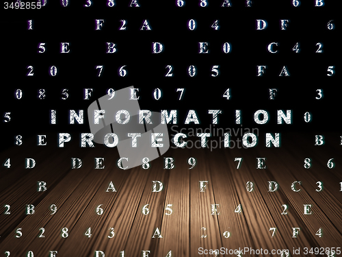 Image of Privacy concept: Information Protection in grunge dark room
