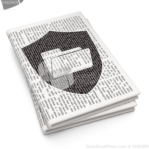 Image of Finance concept: Folder With Shield on Newspaper background