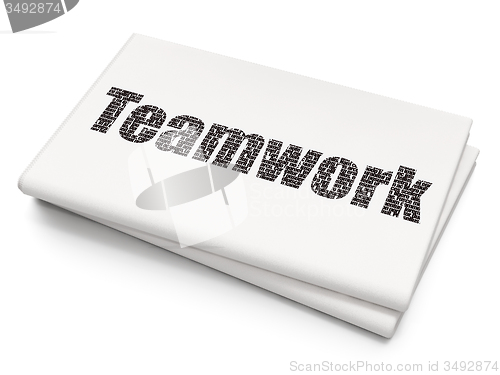Image of Business concept: Teamwork on Blank Newspaper background