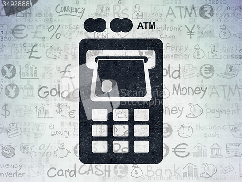 Image of Banking concept: ATM Machine on Digital Paper background