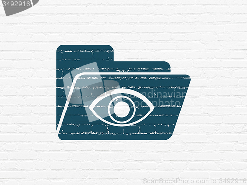 Image of Finance concept: Folder With Eye on wall background