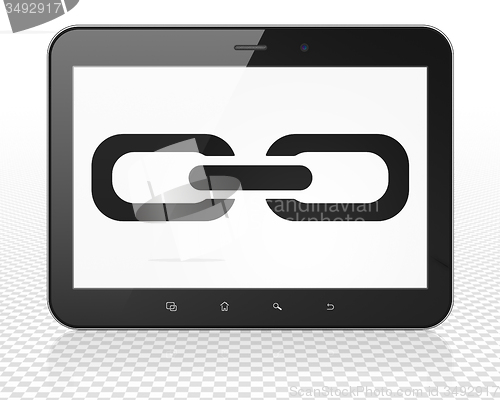 Image of Web design concept: Tablet Pc Computer with Link on display
