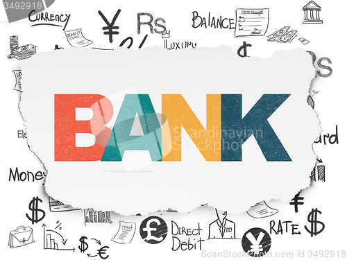 Image of Money concept: Bank on Torn Paper background