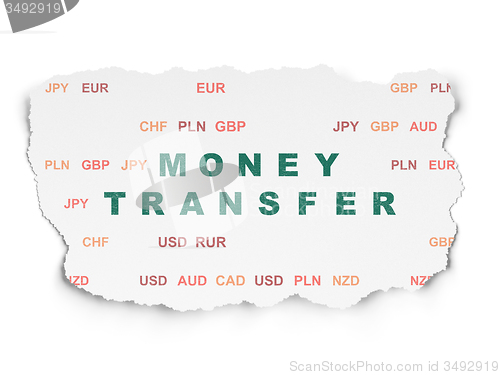 Image of Business concept: Money Transfer on Torn Paper background