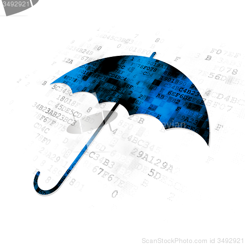 Image of Privacy concept: Umbrella on Digital background