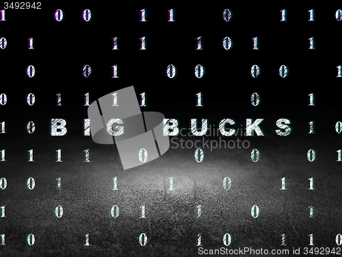 Image of Business concept: Big bucks in grunge dark room