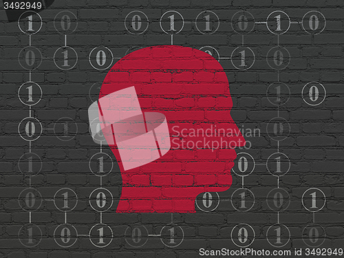 Image of Business concept: Head on wall background