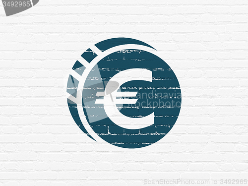 Image of Currency concept: Euro Coin on wall background