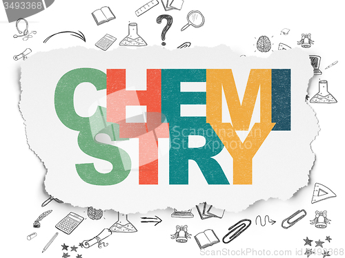 Image of Learning concept: Chemistry on Torn Paper background