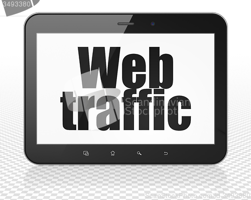 Image of Web design concept: Tablet Pc Computer with Web Traffic on display