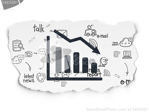 Image of News concept: Decline Graph on Torn Paper background