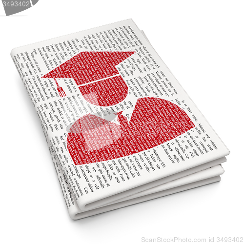 Image of Science concept: Student on Newspaper background