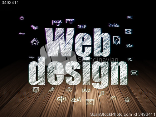 Image of Web design concept: Web Design in grunge dark room