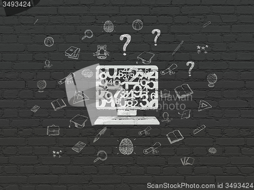 Image of Learning concept: Computer Pc on wall background