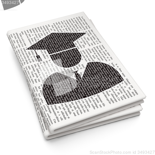 Image of Education concept: Student on Newspaper background