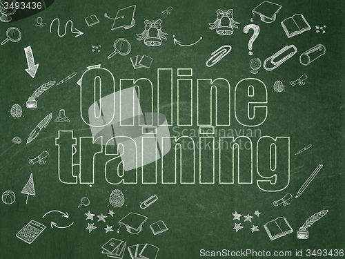 Image of Studying concept: Online Training on School Board background