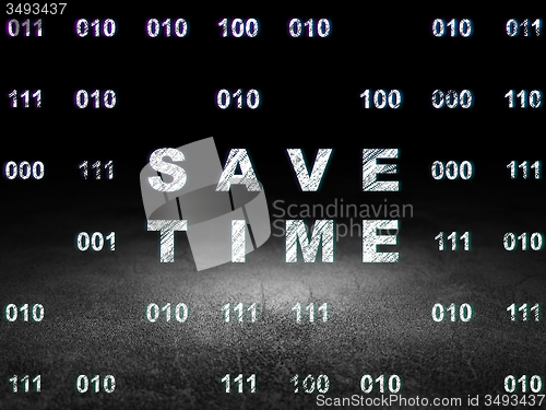 Image of Timeline concept: Save Time in grunge dark room