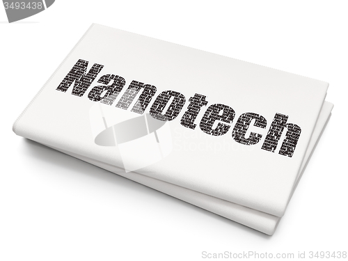 Image of Science concept: Nanotech on Blank Newspaper background