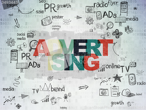 Image of Marketing concept: Advertising on Digital Paper background