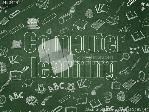 Image of Education concept: Computer Learning on School Board background