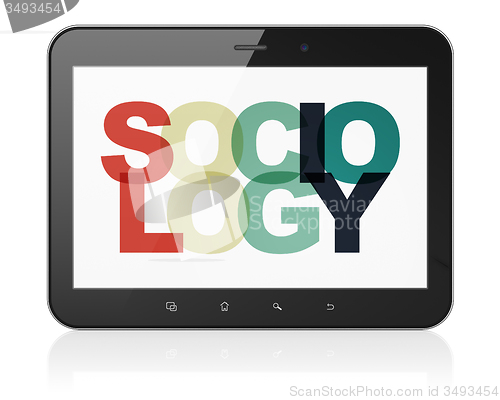 Image of Learning concept: Tablet Computer with Sociology on  display