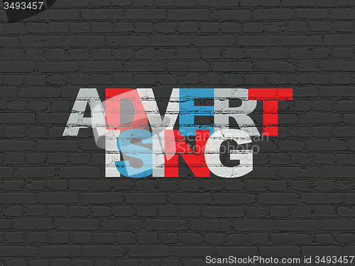 Image of Marketing concept: Advertising on wall background