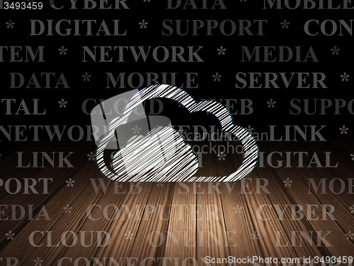 Image of Cloud computing concept: Cloud in grunge dark room