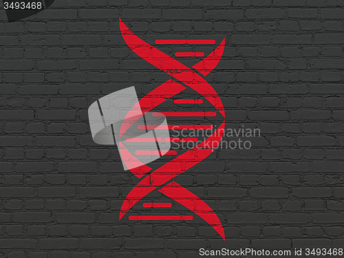 Image of Science concept: DNA on wall background