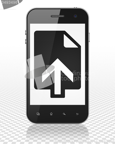 Image of Web development concept: Smartphone with Upload on display