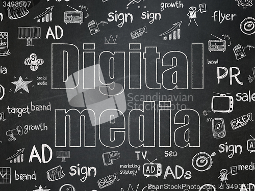 Image of Marketing concept: Digital Media on School Board background