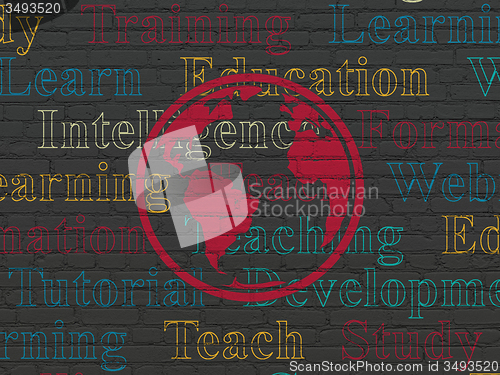 Image of Studying concept: Globe on wall background