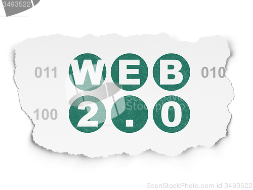 Image of Web development concept: Web 2.0 on Torn Paper background
