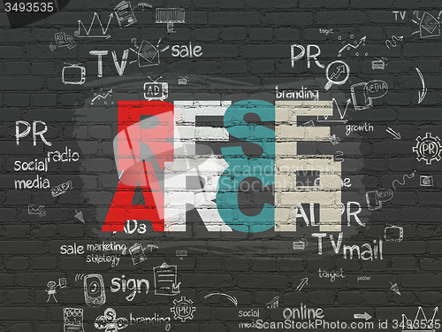 Image of Advertising concept: Research on wall background